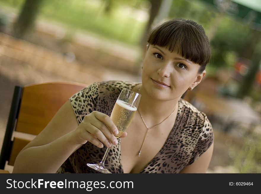 Beautiful woman  with champagne glass