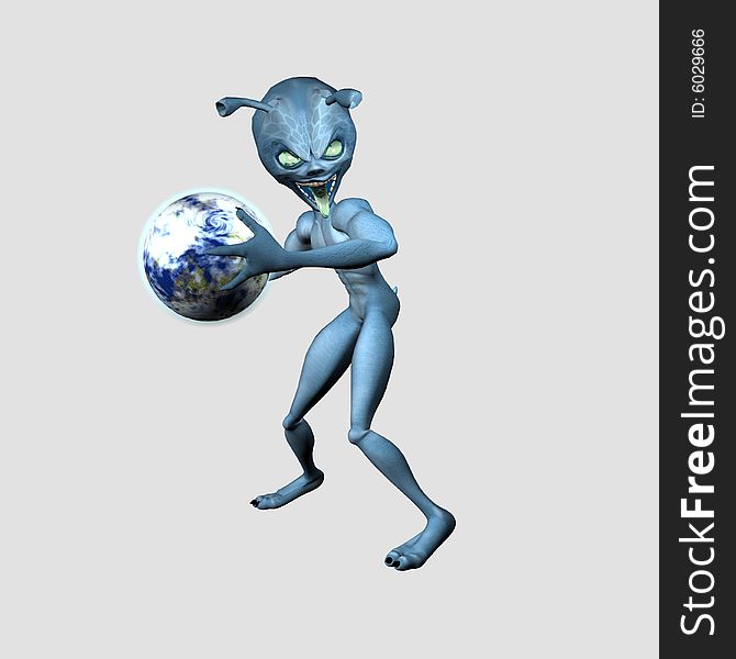 3d render of toon alien