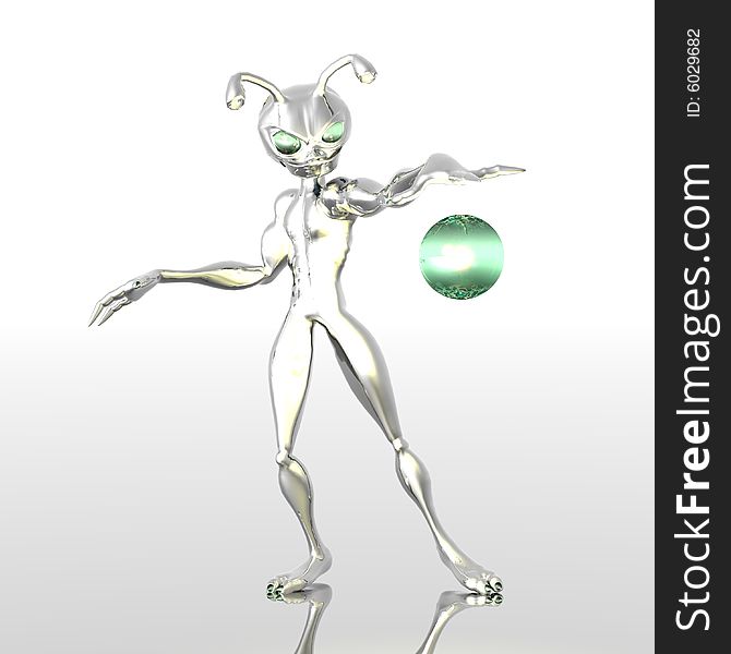 3d render of toon alien