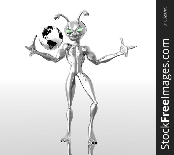 3d render of toon alien