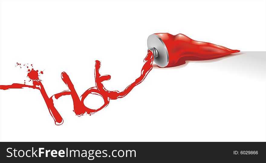illustration with red paint and embossed word HOT. illustration with red paint and embossed word HOT