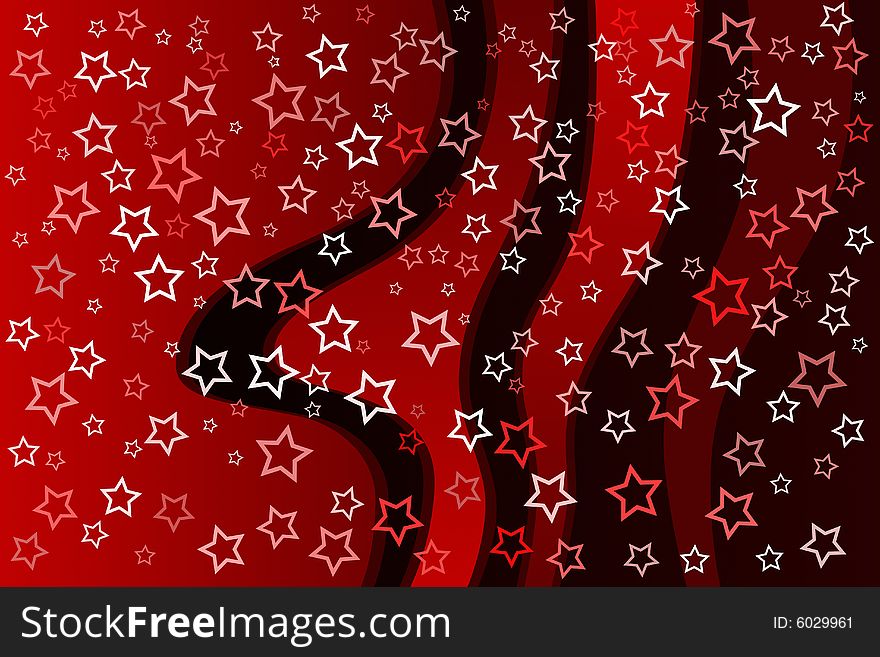 Vector illustration of stars over red background