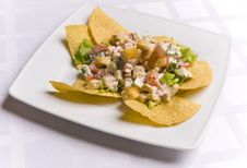 Salad Decorated With Nachos Royalty Free Stock Photos Salad Decorated With Nachos Royalty Free Stock Photos
