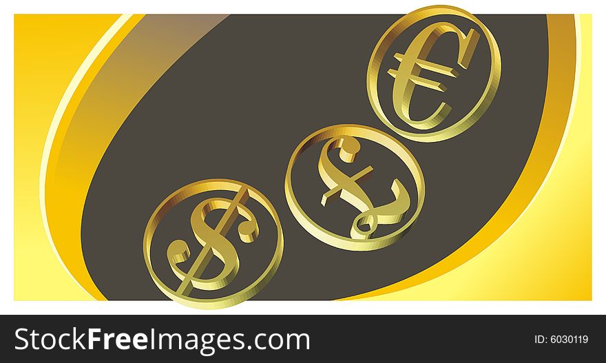 dollar euro and pound currency signs on yellow background. dollar euro and pound currency signs on yellow background