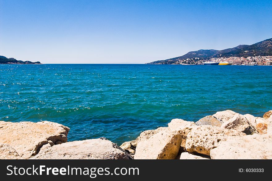 Village on a Beach. Samos Island, Greece.