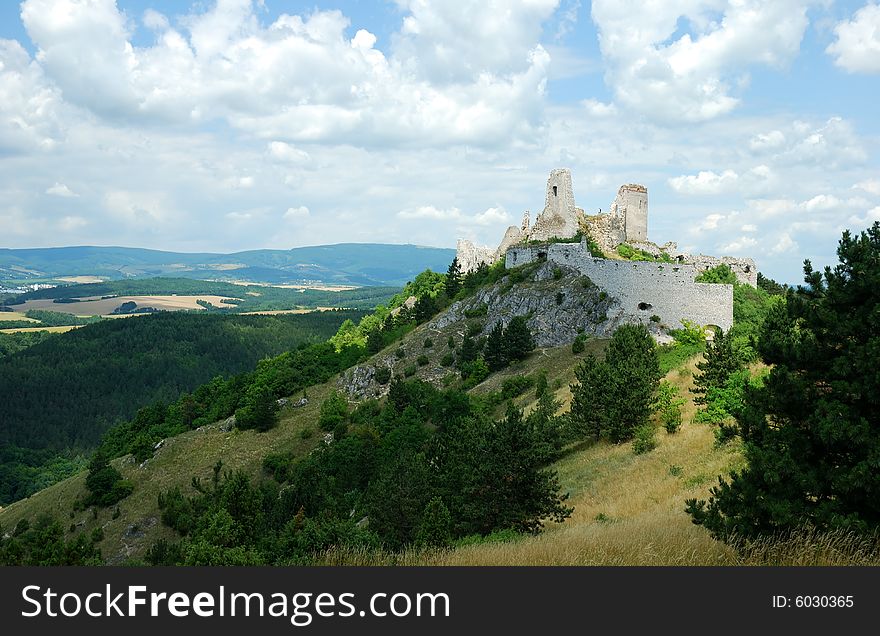 Panorama of Cachtice ruins, Slovakia