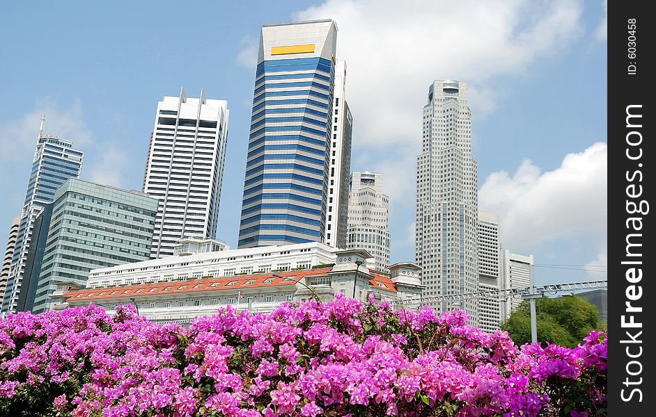 Singapore skyline, view from the bridge