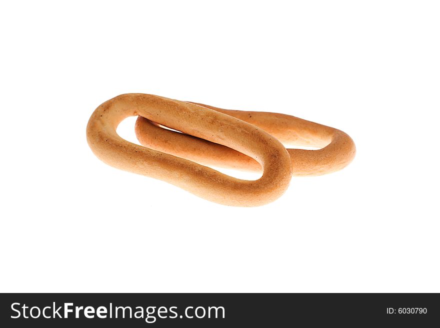 Bread-rings on the white background