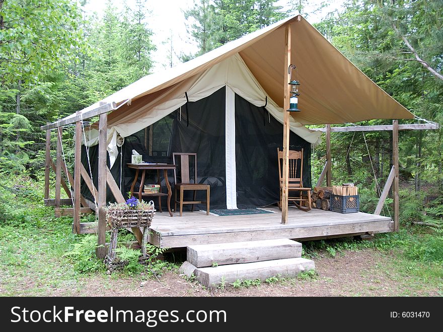 Canvas tent in the mountains. Canvas tent in the mountains