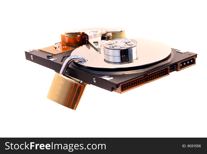 Locked hard disk isolated on a white background. Locked hard disk isolated on a white background.