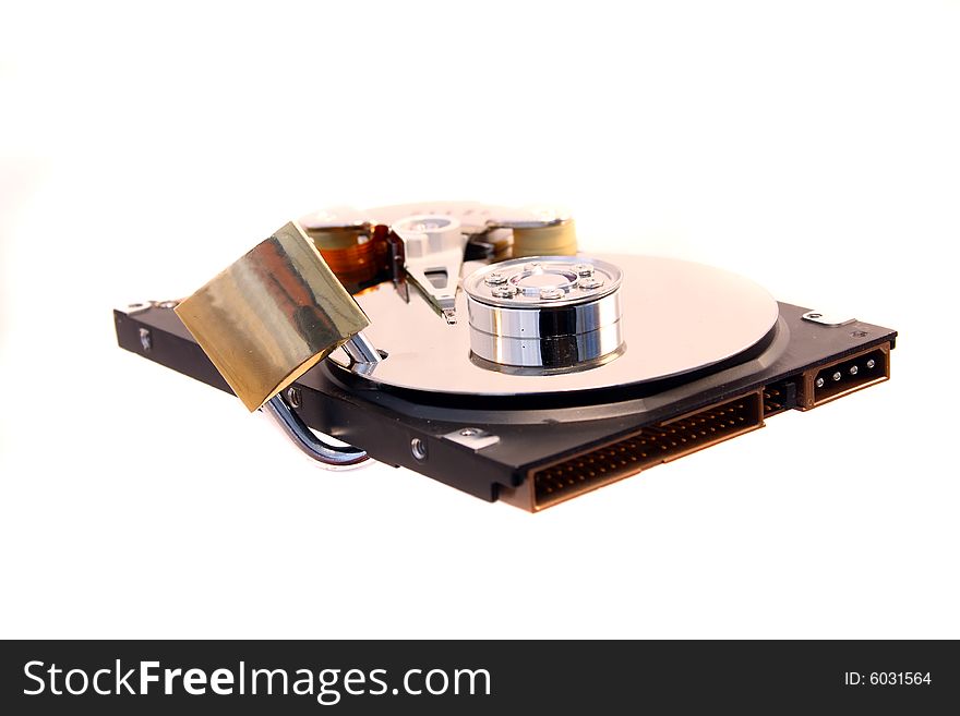 Locked hard disk isolated on a white background. Locked hard disk isolated on a white background.