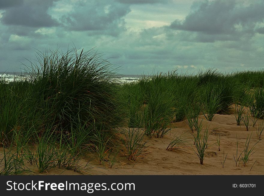 Storm front coming ashore at Seaside, Oregon