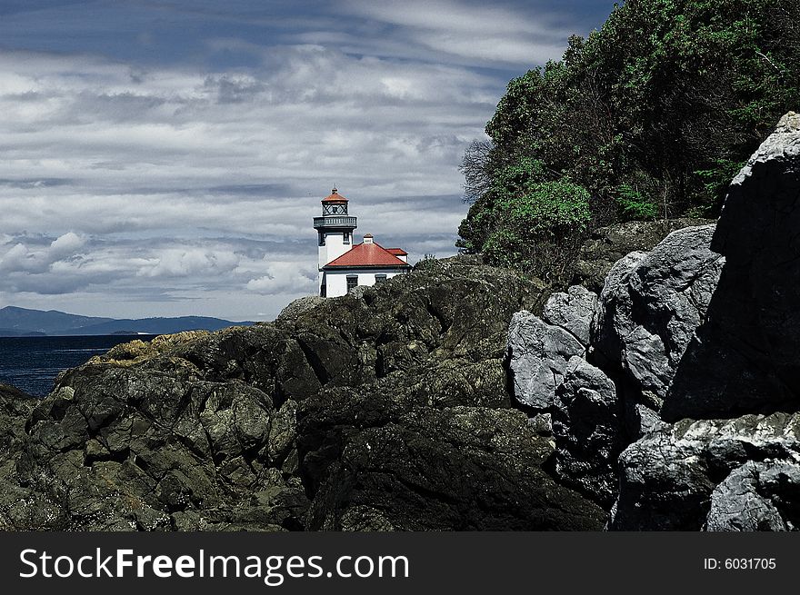 Lime Kiln lighthouse, Lime Kiln statepark, San Juan Island, Washington. Lime Kiln lighthouse, Lime Kiln statepark, San Juan Island, Washington