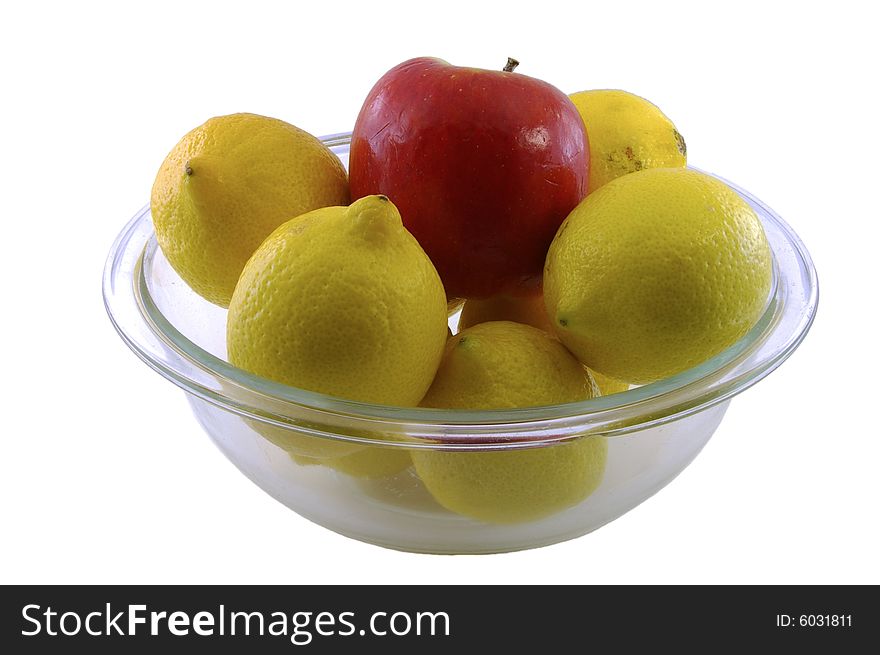 A Bowl of Lemons with an Apple. A Bowl of Lemons with an Apple