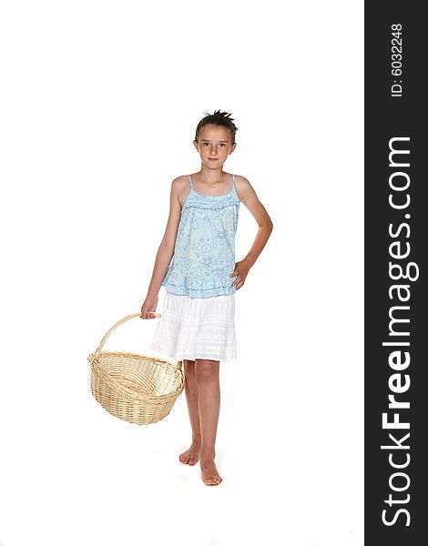 Pretty girl holding an empty basket