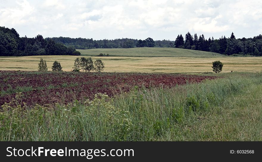 Rural landscape, cloudy weather, seaside of Latvia