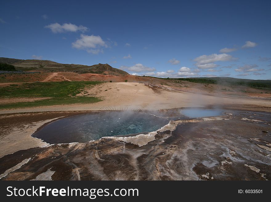 Two lagoons on geothermal field. Two lagoons on geothermal field.