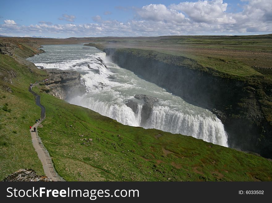 Golden Falls - a famous Icelandic tourist attraction. Golden Falls - a famous Icelandic tourist attraction.
