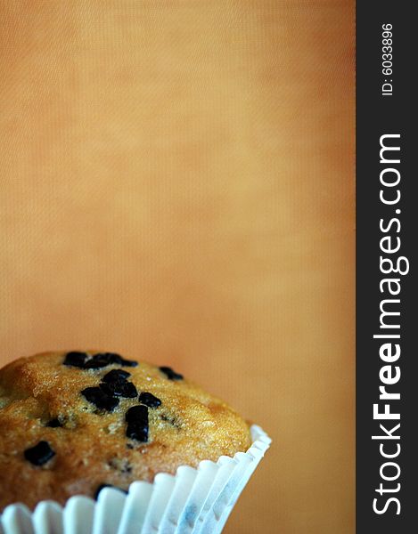 Chocolate chips muffin isolated on the   background