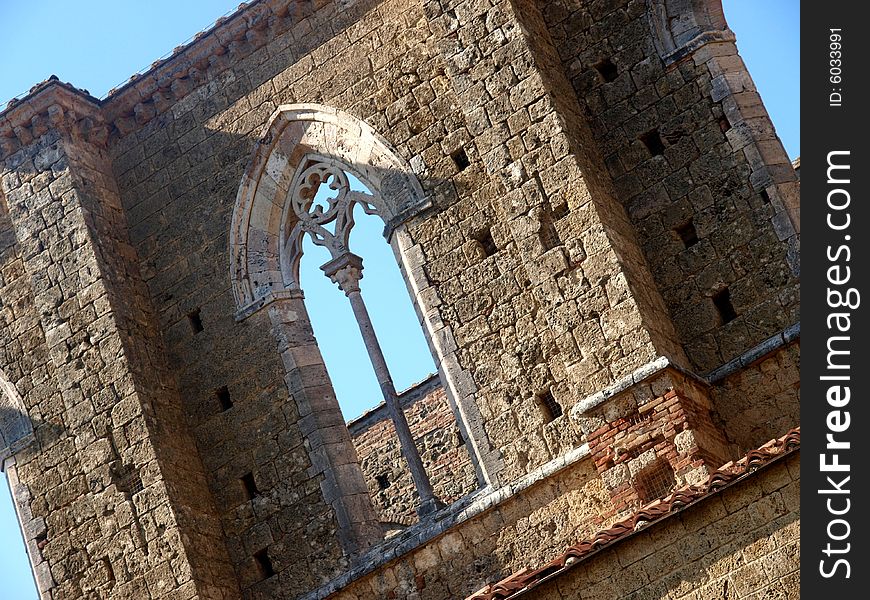 Image of a window in saint Galgano abbey. Image of a window in saint Galgano abbey