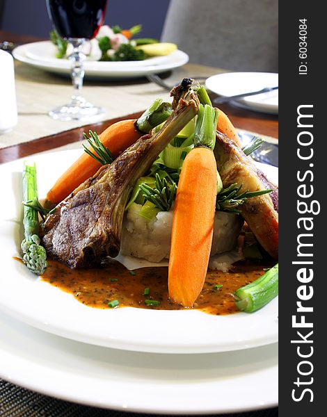 Lamb Chop And Carrot Formal Dinner