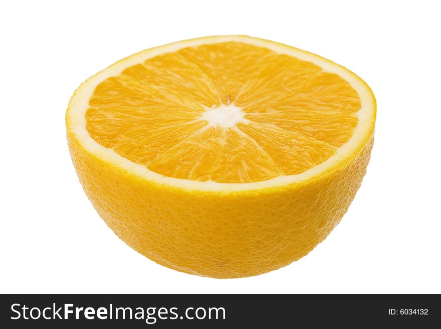Orange half isolated against white background