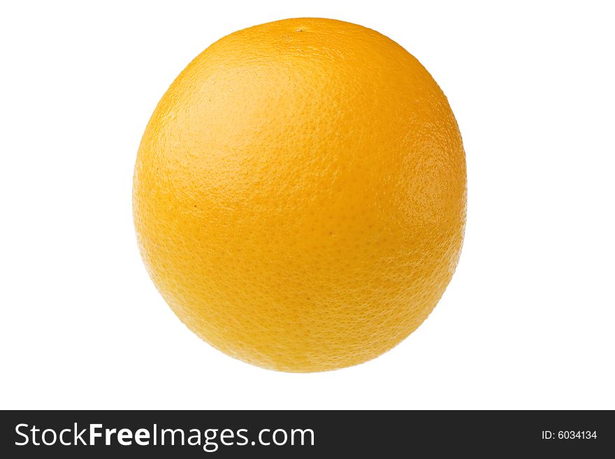 Studio close-up of a whole orange fruit against white