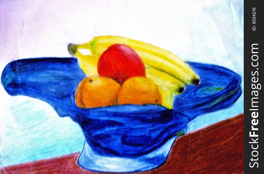 Glass dish with fruit