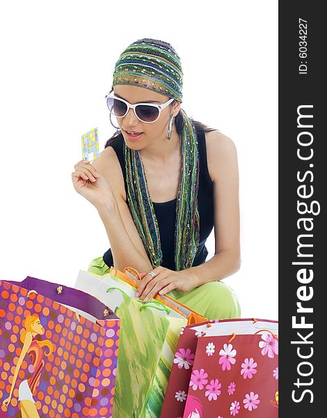 Young fashion woman holding credit card. Young fashion woman holding credit card