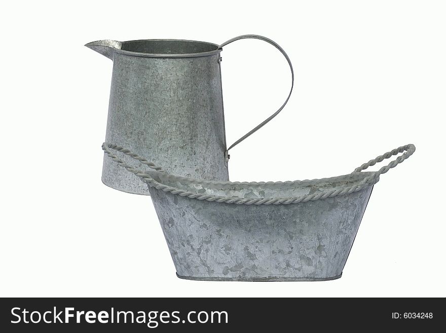 Can and basket in iron isolated over white