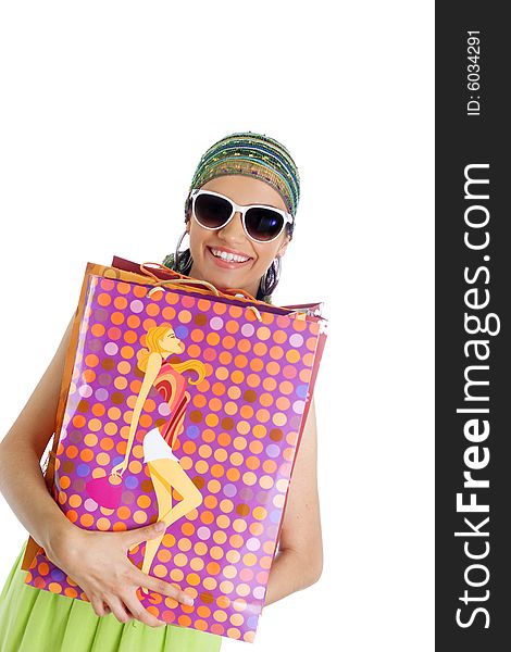 Young fashion woman with shopping bags. Young fashion woman with shopping bags