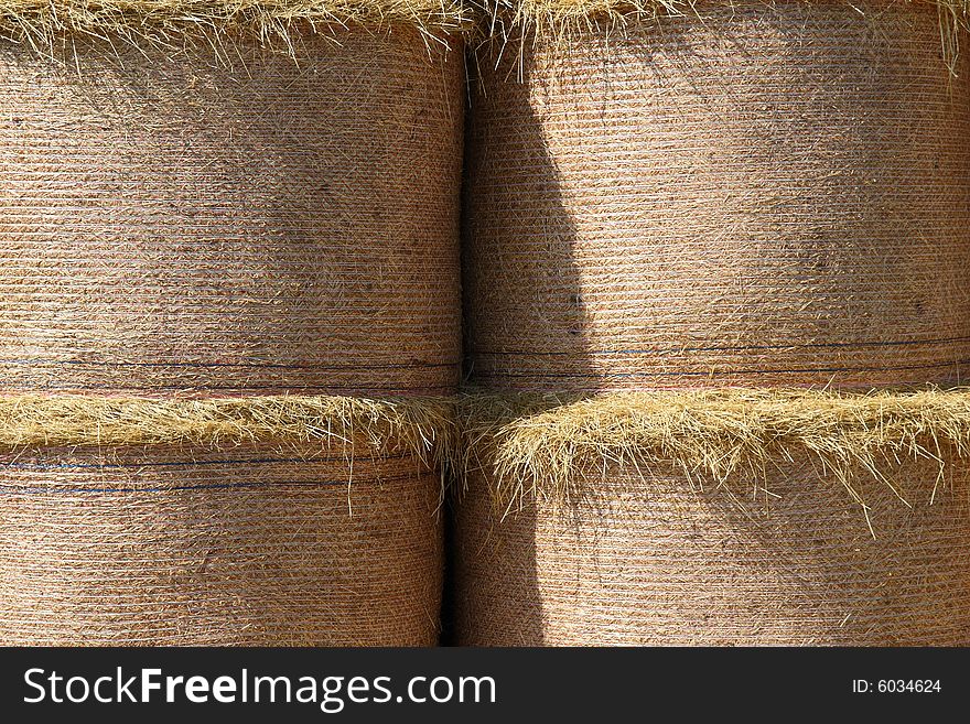 Dry straw bales in a barn. Dry straw bales in a barn