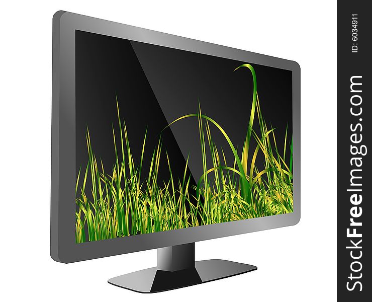 Tv with grass, vector illustration