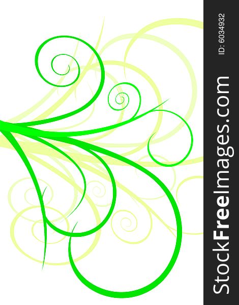 Floral green ornament, vector illustration