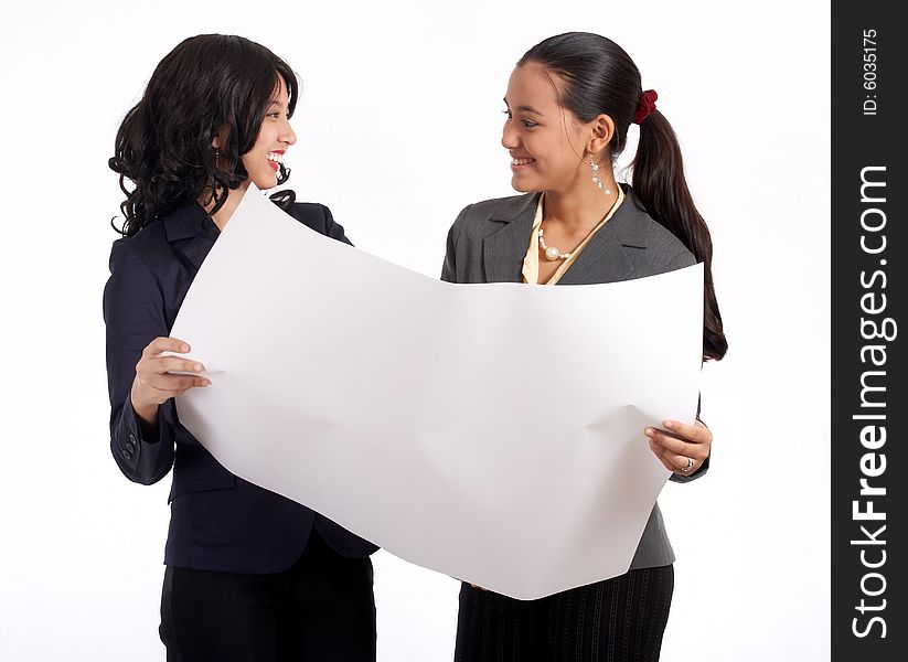 Two businesswoman working together on a new project