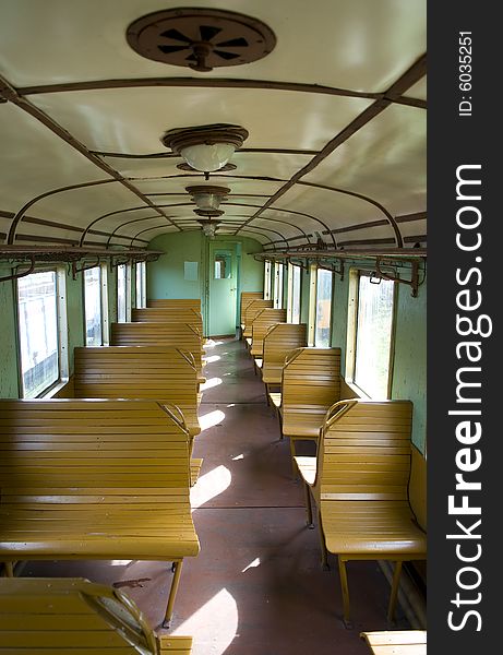 Old fashioned empty coach trains. Old fashioned empty coach trains