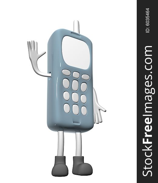 Blue mobile phone with legs and hands