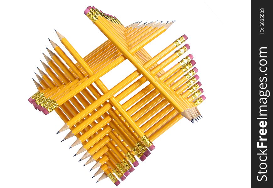 Pyramidal construction made of cloistered pencils