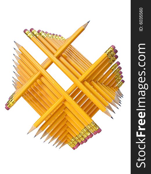 Pyramidal construction made of cloistered pencils