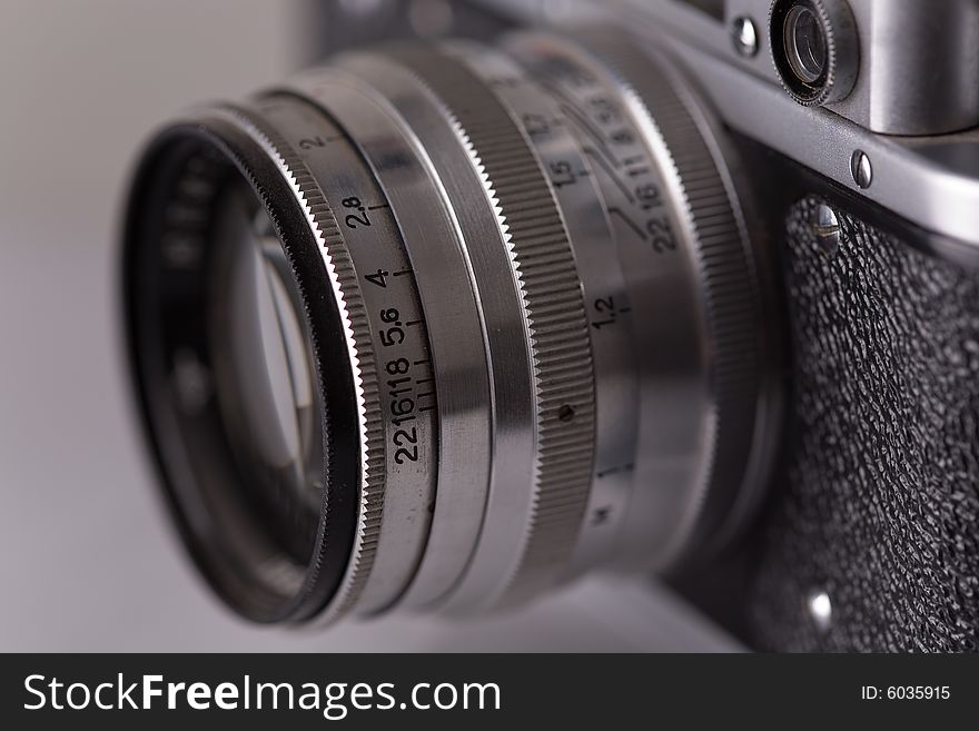 Close-up of retro camera lenses, soft focus