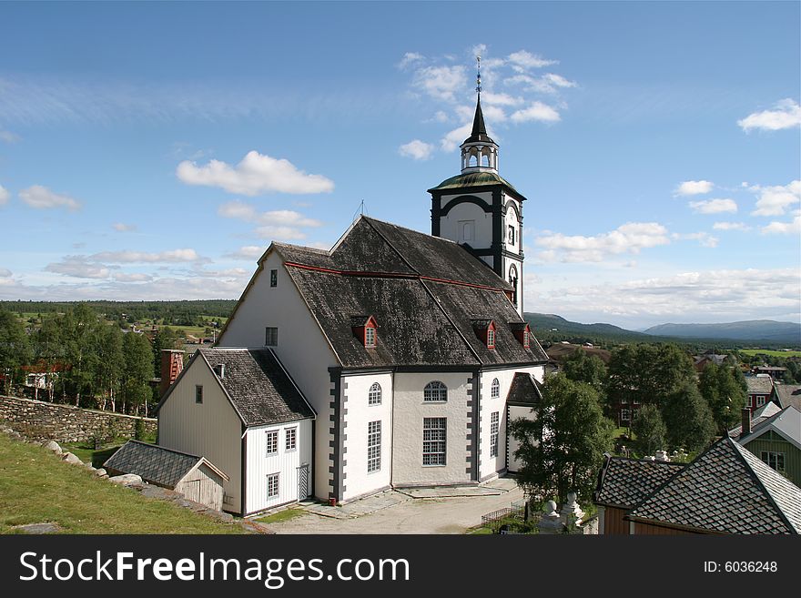Unesco world heritage town of rÃ¸ros in Norway. The town church from 1780. Unesco world heritage town of rÃ¸ros in Norway. The town church from 1780
