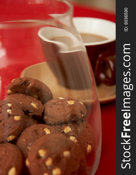 Bunch of chocolate cookies - freshly baked cookies