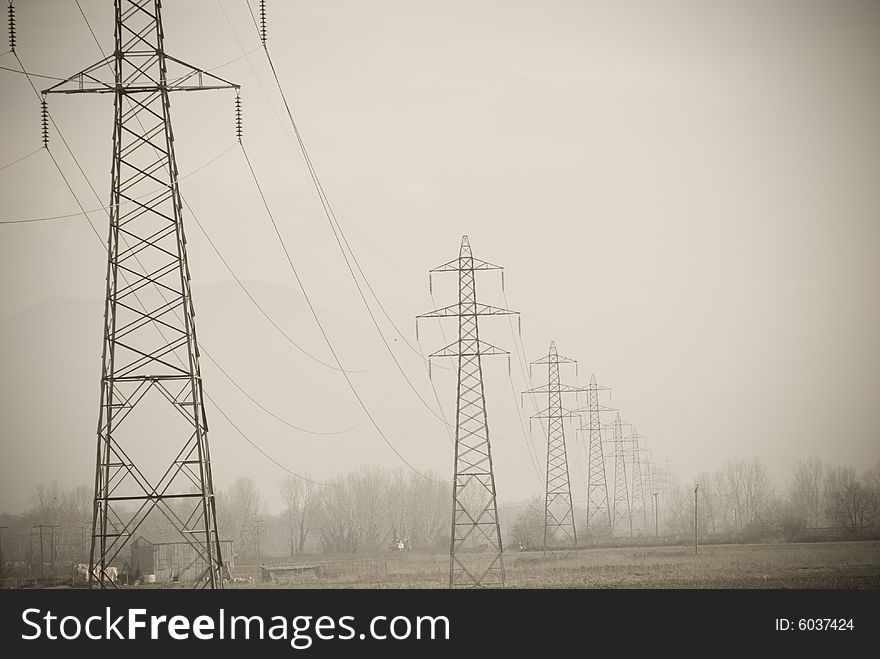 Old looking photo of electric company 
pillars. Old looking photo of electric company 
pillars