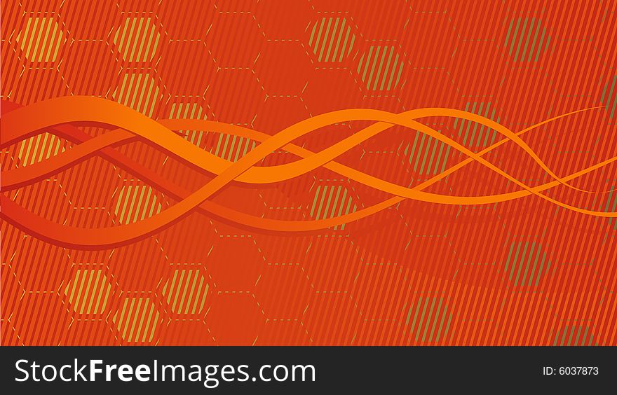 Vector abstract orange background with honeycombs