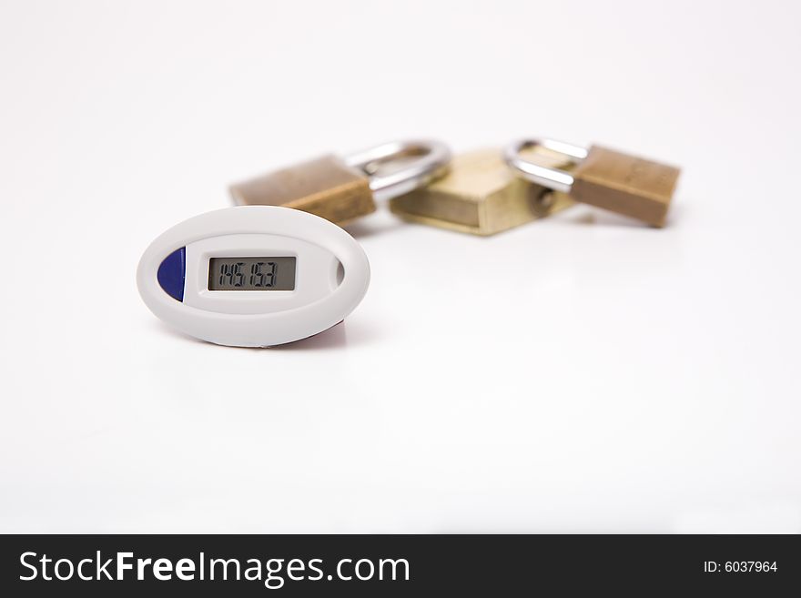 Digital token and locks on the white background