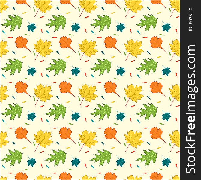 Vector seamless fall background, with leaves. Vector seamless fall background, with leaves.