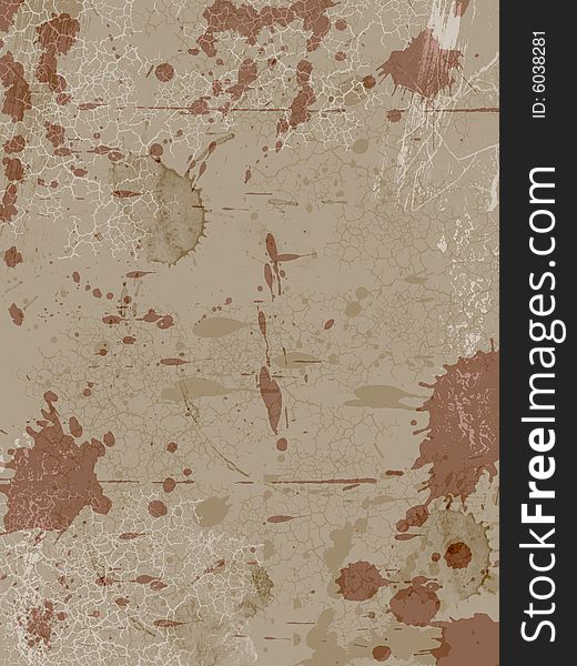 Blotted and  scratched brown  background. Blotted and  scratched brown  background