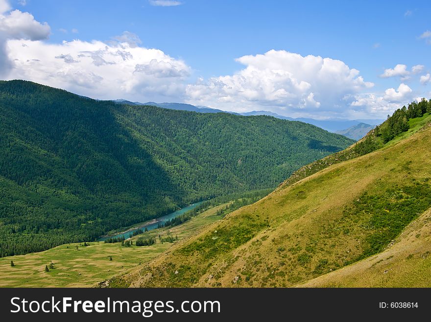 Katun river in the Altai mountains. Katun river in the Altai mountains