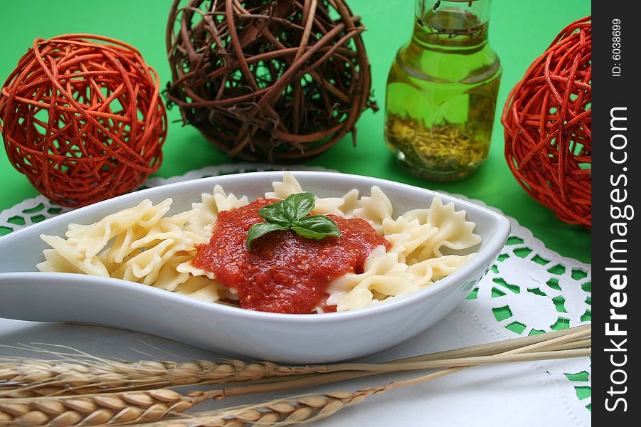 Fresh pasta with beautiful table-ware