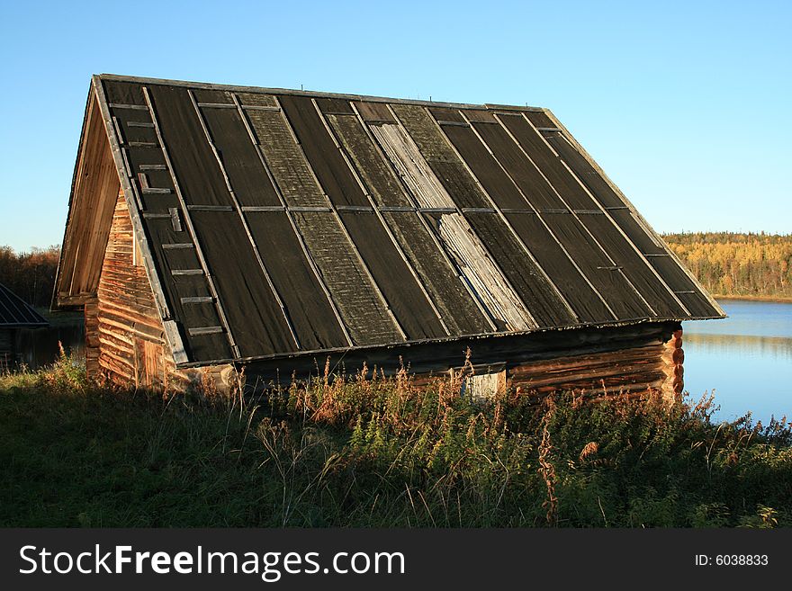 Old lodge in village in Russia